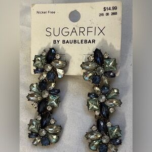 Sugarfix By Baublebar Blue & Clear Glass Rhinestones Dangle Earrings NWT
